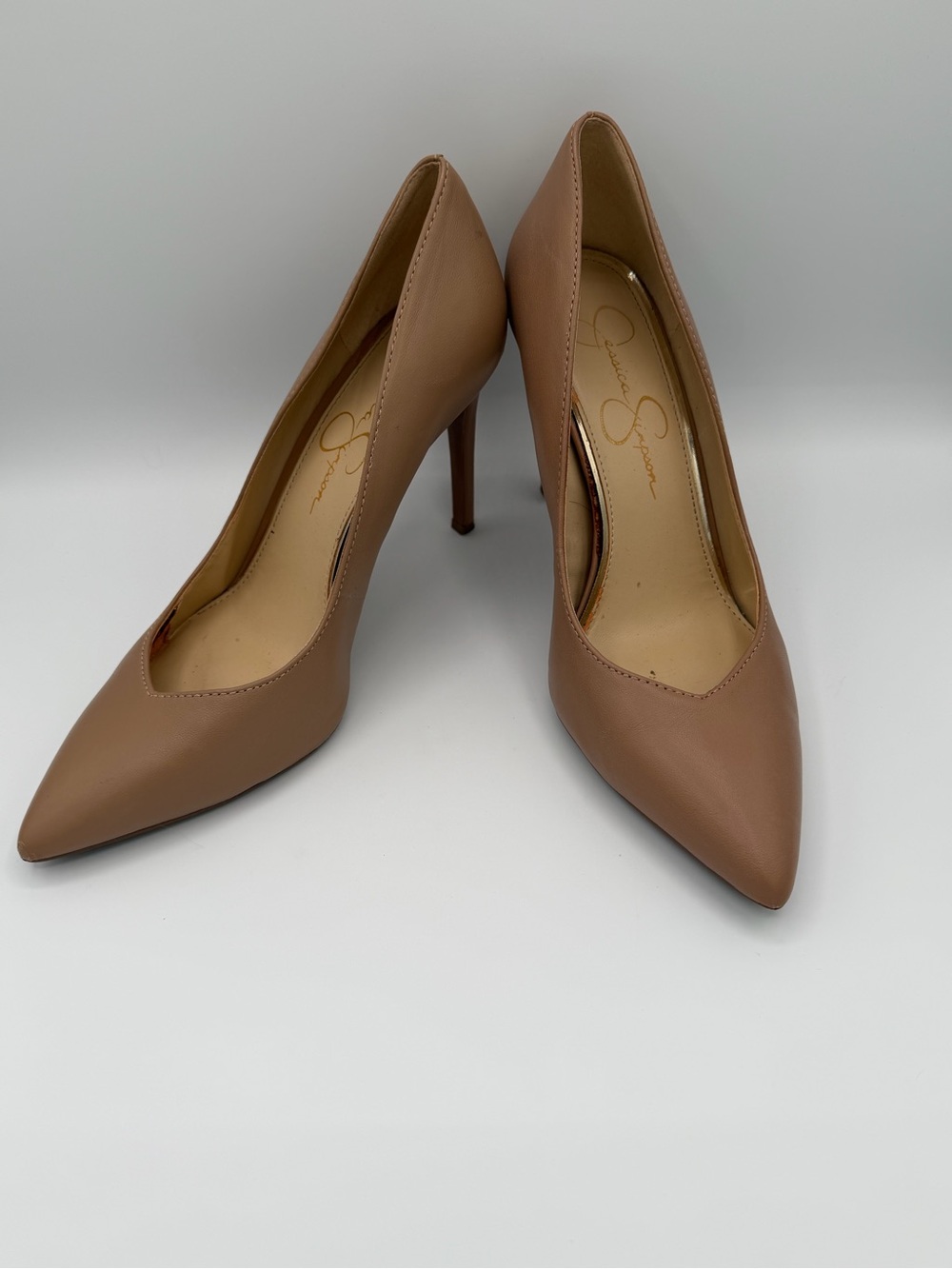 Jessica Simpson Taupe Pointed-Toe Stiletto Pumps